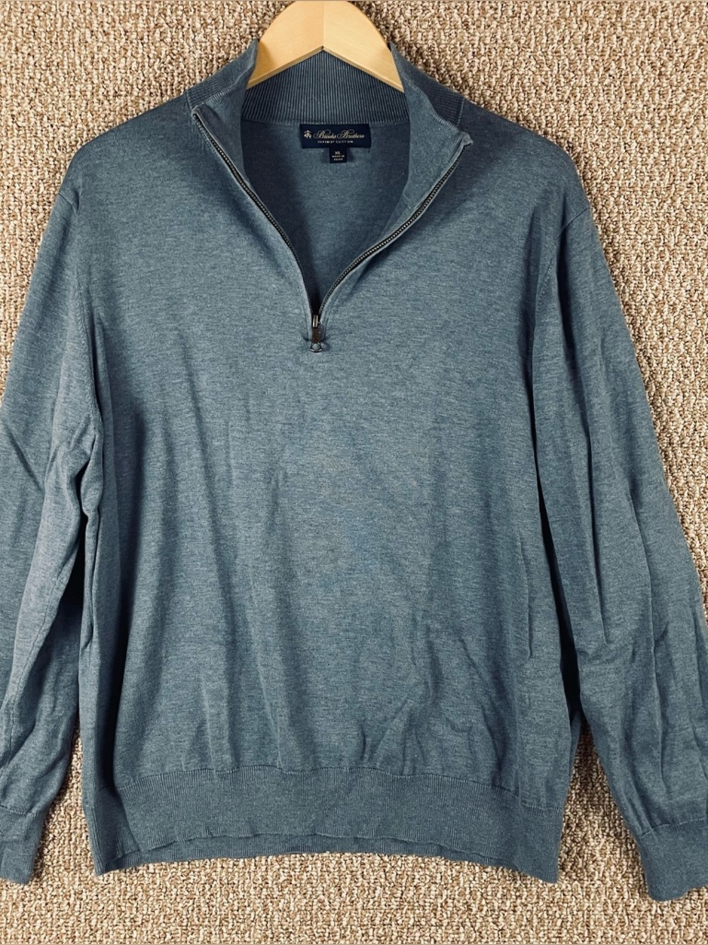 Brooks Brothers Sweater Men’s XL Blue Supima Cotton 1/4 Zip Casual Preppy 105